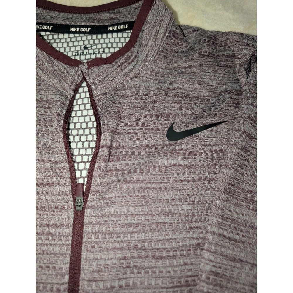 Nike Golf Dri-FIT Full Zip Jacket Womens XL Burgundy Gray Textured Knit Layer - Picture 7 of 11